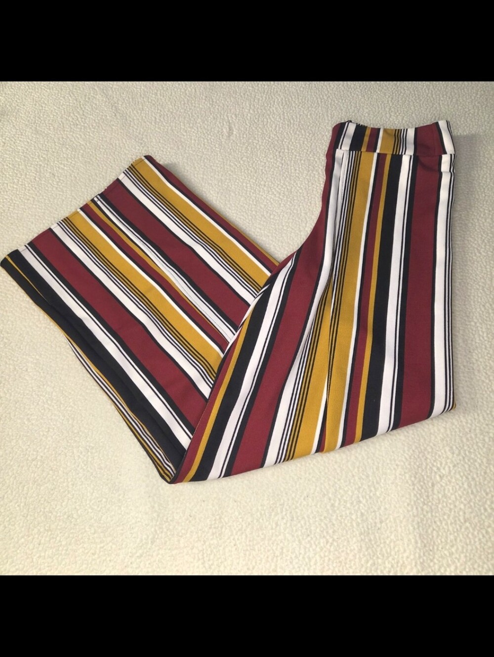 Lucky And Blessed Women's Palazzo Pants in Burgundy Multi Stripe Size Medium